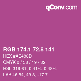 カラーコード: RGB 174.1 72.8 141 | qconv.com