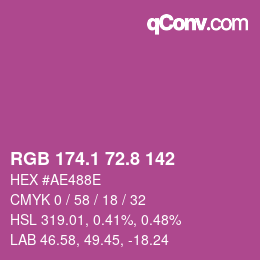 カラーコード: RGB 174.1 72.8 142 | qconv.com