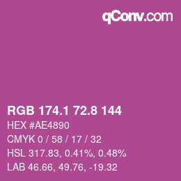 カラーコード: RGB 174.1 72.8 144 | qconv.com
