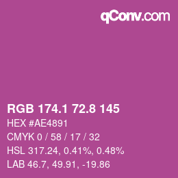 カラーコード: RGB 174.1 72.8 145 | qconv.com