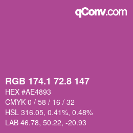 カラーコード: RGB 174.1 72.8 147 | qconv.com