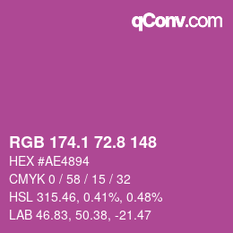 カラーコード: RGB 174.1 72.8 148 | qconv.com