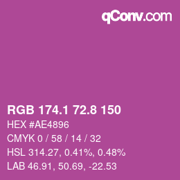 カラーコード: RGB 174.1 72.8 150 | qconv.com
