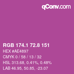 カラーコード: RGB 174.1 72.8 151 | qconv.com