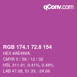 カラーコード: RGB 174.1 72.8 154 | qconv.com