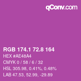 カラーコード: RGB 174.1 72.8 164 | qconv.com
