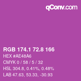 カラーコード: RGB 174.1 72.8 166 | qconv.com