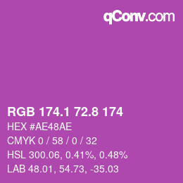 カラーコード: RGB 174.1 72.8 174 | qconv.com