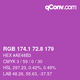 カラーコード: RGB 174.1 72.8 179 | qconv.com