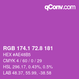 カラーコード: RGB 174.1 72.8 181 | qconv.com