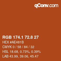 Color code: RGB 174.1 72.8 27 | qconv.com
