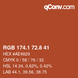 Color code: RGB 174.1 72.8 41 | qconv.com