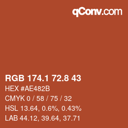 Color code: RGB 174.1 72.8 43 | qconv.com