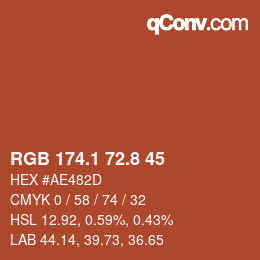 カラーコード: RGB 174.1 72.8 45 | qconv.com