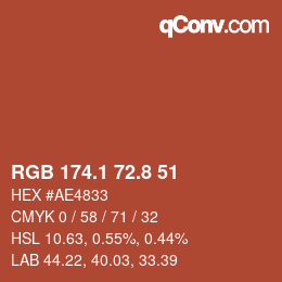 Color code: RGB 174.1 72.8 51 | qconv.com