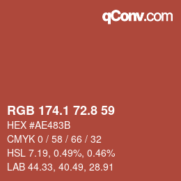 カラーコード: RGB 174.1 72.8 59 | qconv.com