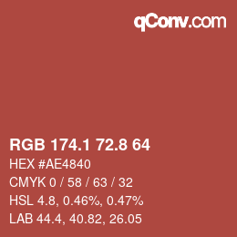 カラーコード: RGB 174.1 72.8 64 | qconv.com