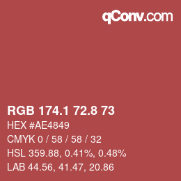 カラーコード: RGB 174.1 72.8 73 | qconv.com