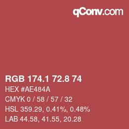 カラーコード: RGB 174.1 72.8 74 | qconv.com