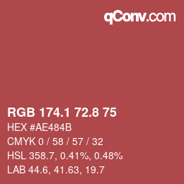 カラーコード: RGB 174.1 72.8 75 | qconv.com