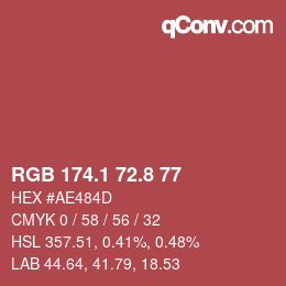 カラーコード: RGB 174.1 72.8 77 | qconv.com
