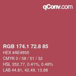 カラーコード: RGB 174.1 72.8 85 | qconv.com