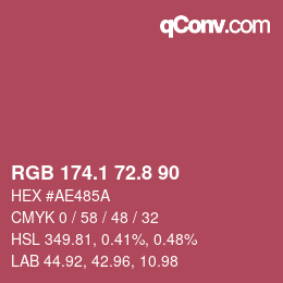 カラーコード: RGB 174.1 72.8 90 | qconv.com