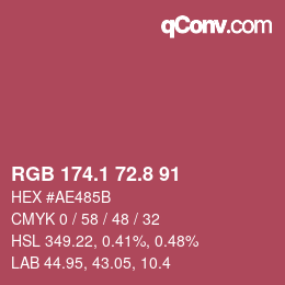 カラーコード: RGB 174.1 72.8 91 | qconv.com