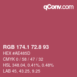カラーコード: RGB 174.1 72.8 93 | qconv.com