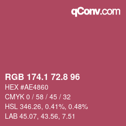 カラーコード: RGB 174.1 72.8 96 | qconv.com