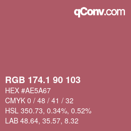 カラーコード: RGB 174.1 90 103 | qconv.com
