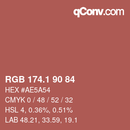 カラーコード: RGB 174.1 90 84 | qconv.com