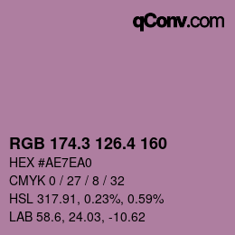 カラーコード: RGB 174.3 126.4 160 | qconv.com
