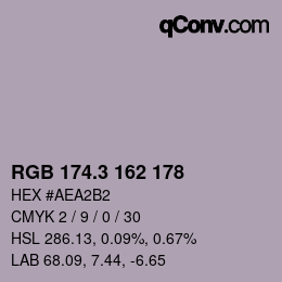 カラーコード: RGB 174.3 162 178 | qconv.com