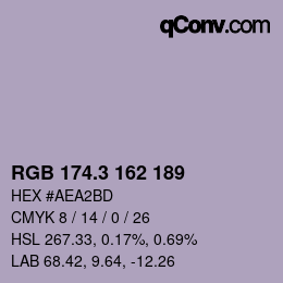 カラーコード: RGB 174.3 162 189 | qconv.com
