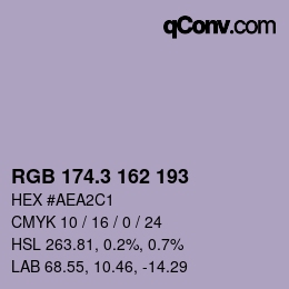 カラーコード: RGB 174.3 162 193 | qconv.com