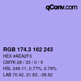 カラーコード: RGB 174.3 162 243 | qconv.com