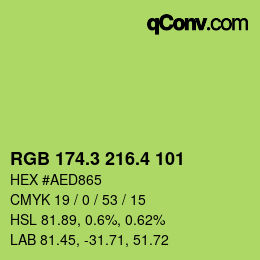 カラーコード: RGB 174.3 216.4 101 | qconv.com