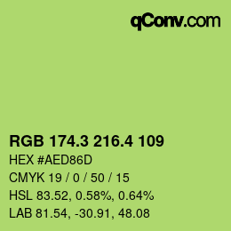 カラーコード: RGB 174.3 216.4 109 | qconv.com