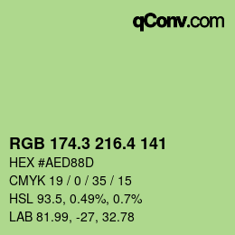 カラーコード: RGB 174.3 216.4 141 | qconv.com