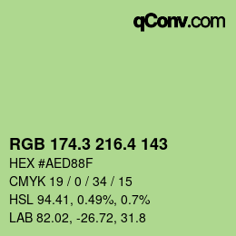 カラーコード: RGB 174.3 216.4 143 | qconv.com