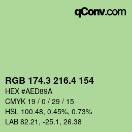 カラーコード: RGB 174.3 216.4 154 | qconv.com