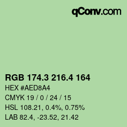 カラーコード: RGB 174.3 216.4 164 | qconv.com