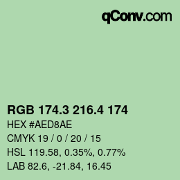 カラーコード: RGB 174.3 216.4 174 | qconv.com
