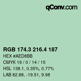 カラーコード: RGB 174.3 216.4 187 | qconv.com