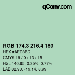 カラーコード: RGB 174.3 216.4 189 | qconv.com
