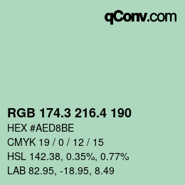 カラーコード: RGB 174.3 216.4 190 | qconv.com