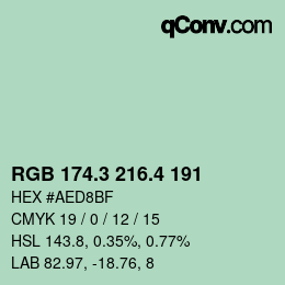 カラーコード: RGB 174.3 216.4 191 | qconv.com