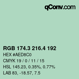 カラーコード: RGB 174.3 216.4 192 | qconv.com