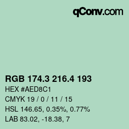 カラーコード: RGB 174.3 216.4 193 | qconv.com